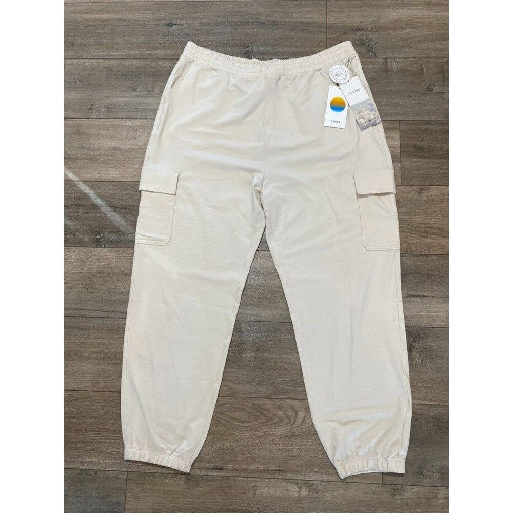 Vuori Dreamknit Women’s XL Boyfriend Cargo Jogger Beige Drawstring Pants VW4062